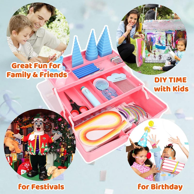 Joyplus Quilling Kits for Beginners with Manual, 24 Tools & Supplies with Durable Storage Box, Updated Paper Crimper Tool, Premium Husking Board & Electronic Pen Pink - Image 4